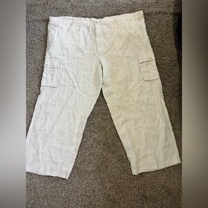 Tommy Bahama Relax 100% Linen Pants Black Drawstring Button Waist Men's 4XL